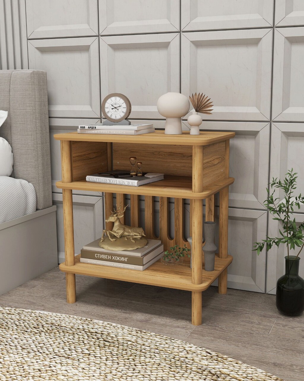 Masuta, Hanah Home, Bella, 58x64x38 cm, Stejar - imagine 5